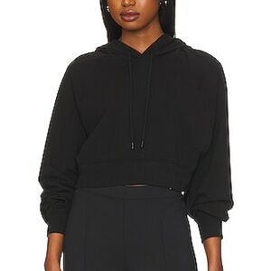 Alo Yoga Women’s Cropped Double Take Hoodie Medium Large M L Black Loungewear